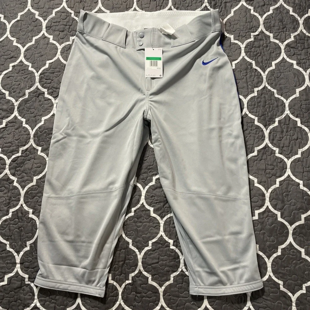 NWT Nike Men's‎ Baseball Pants Size XL Gray With Blue BQ9021-055